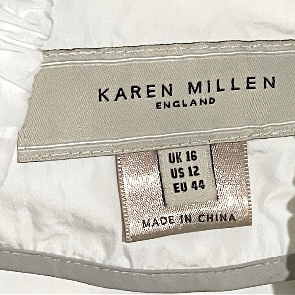 Karen Millen White Nylon Zip & Snap Front Windbreaker Rain Jacket Size 12 - Picture 4 of 8